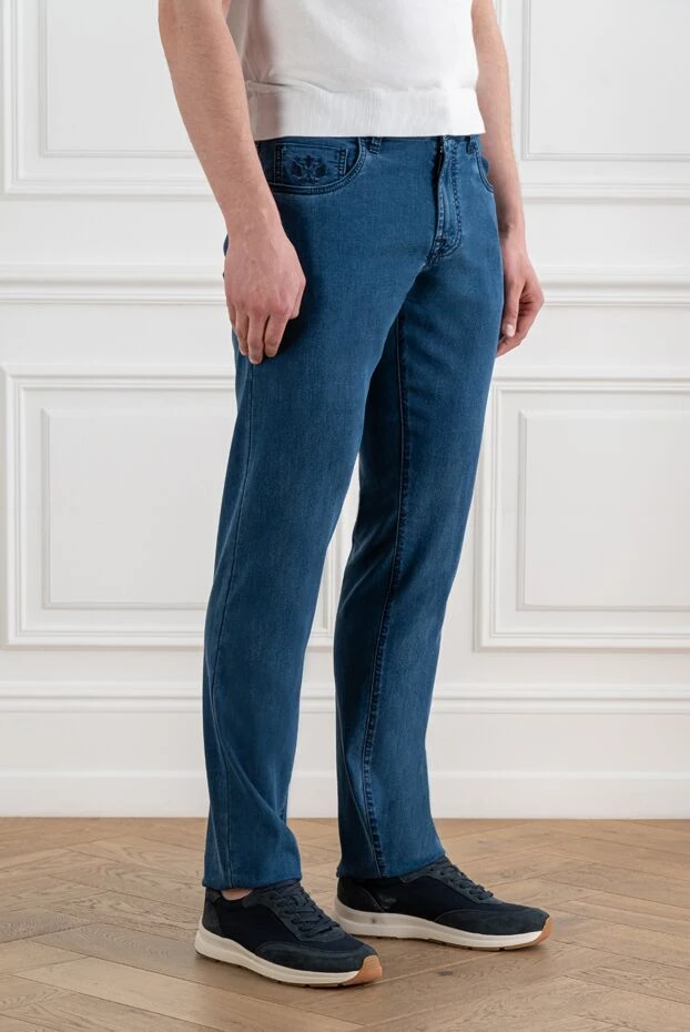 Scissor Scriptor blue skinny jeans with a leather patch 192716 - photo 3