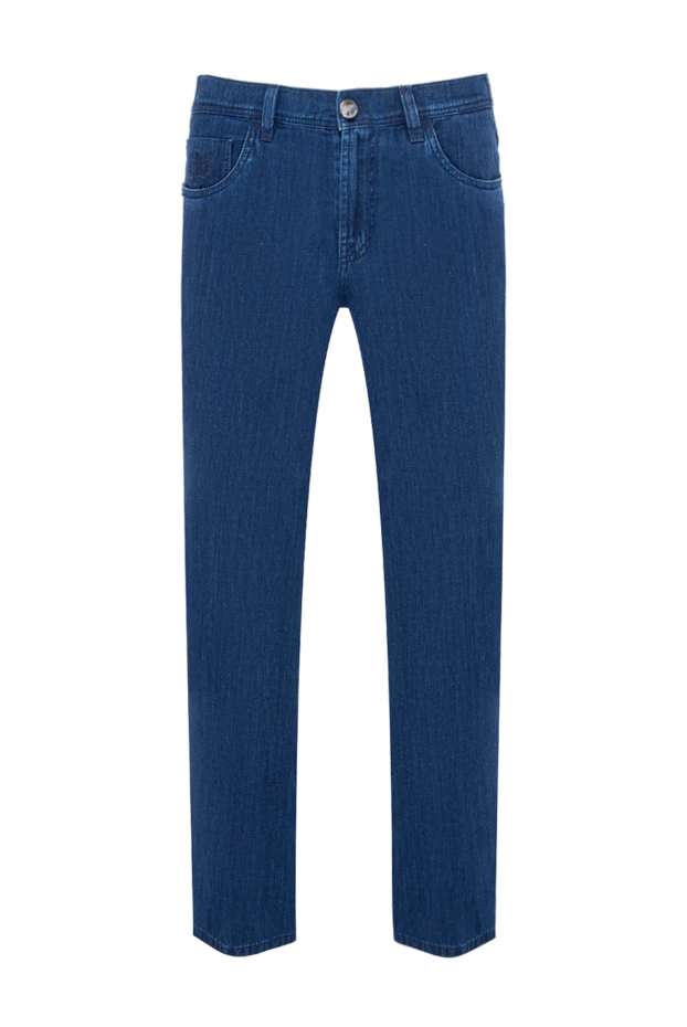 Scissor Scriptor men's dark blue straight-leg jeans with crocodile patch 192718 - photo 1