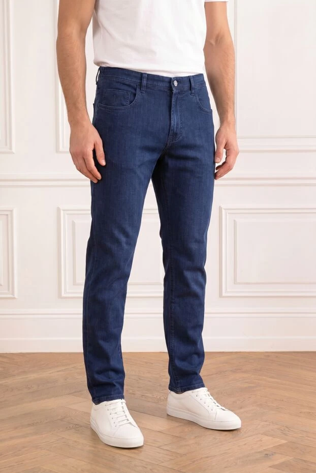 Scissor Scriptor men's dark blue straight-leg jeans with crocodile patch 192718 - photo 3