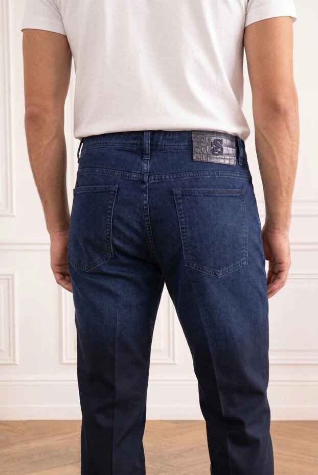 Scissor Scriptor men's dark blue straight-leg jeans with crocodile patch 192718 - photo 2