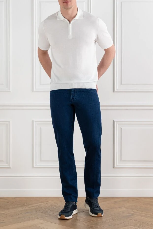 Scissor Scriptor men's dark blue straight-leg jeans with crocodile patch 192718 - photo 3