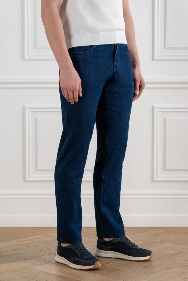 Scissor Scriptor men's dark blue straight-leg jeans with crocodile patch 192718 - photo 3