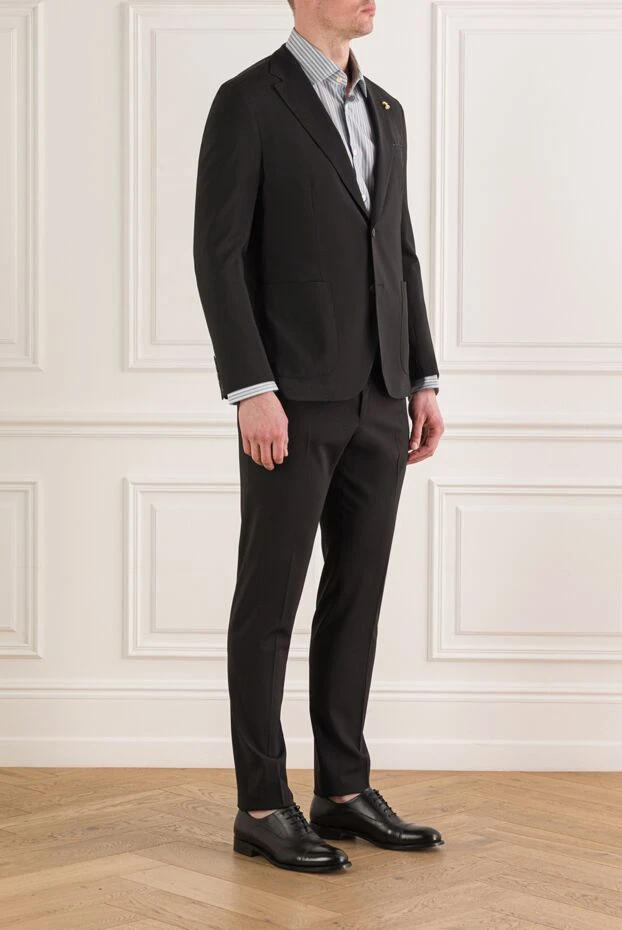 Tombolini мужской классический костюм в черном цвете из шерсти 192733 - фото 3