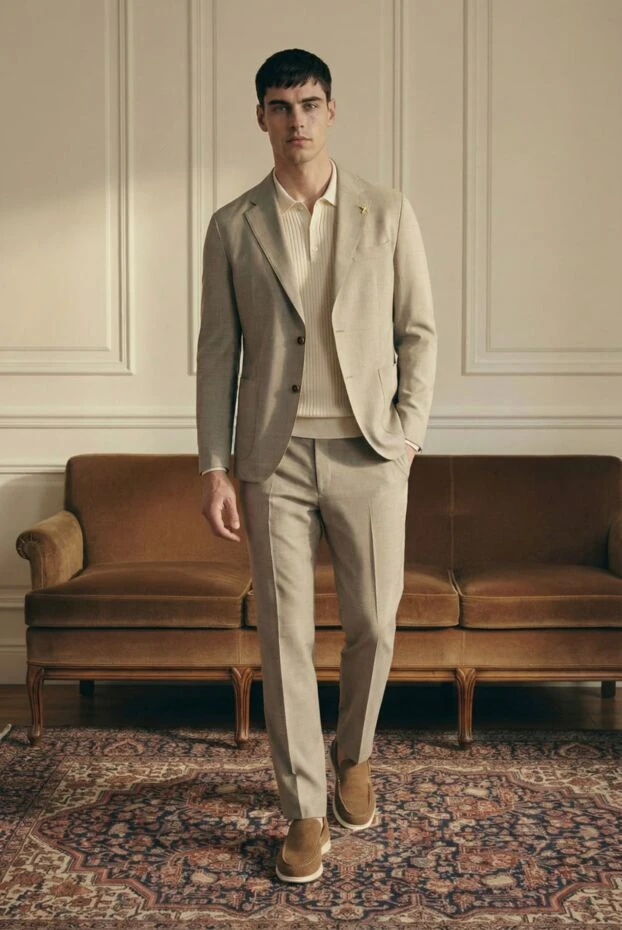 Tombolini мужской классический костюм-двойка бежевого цвета 192735 - фото 2