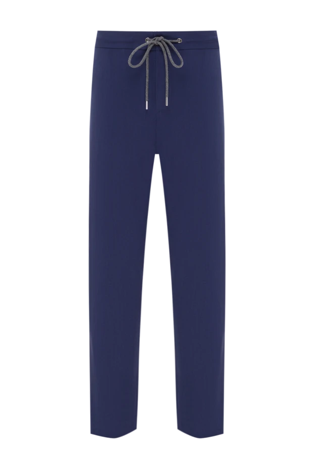 Ерлерге арналған көк түсті шалбар, серпімді белбеуі және бауы бар - фото 1