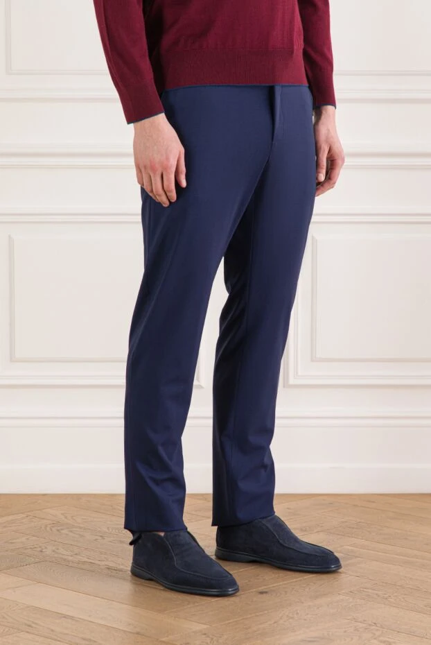 Tombolini ерлерге арналған көк түсті шалбар, серпімді белбеуі және бауы бар 192738 - фото 3