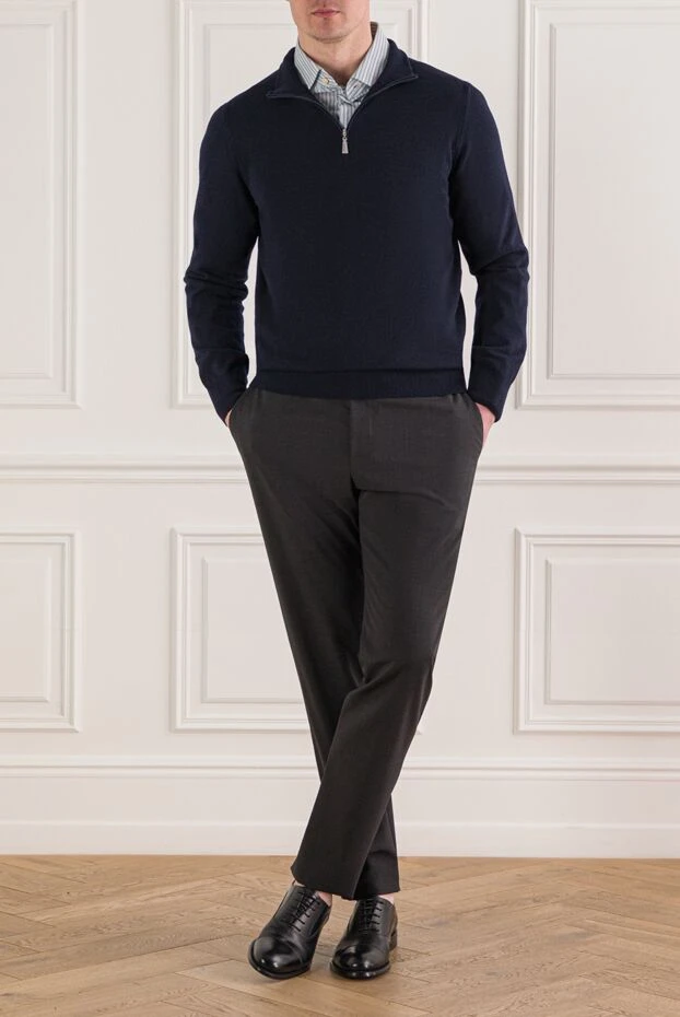 Tombolini серпімді белбеуі бар қою сұр түсті ерлерге арналған күнделікті шалбар 192740 - фото 2