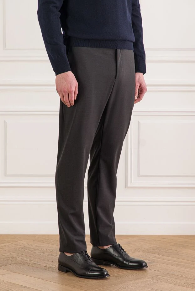 Tombolini серпімді белбеуі бар қою сұр түсті ерлерге арналған күнделікті шалбар 192740 - фото 3