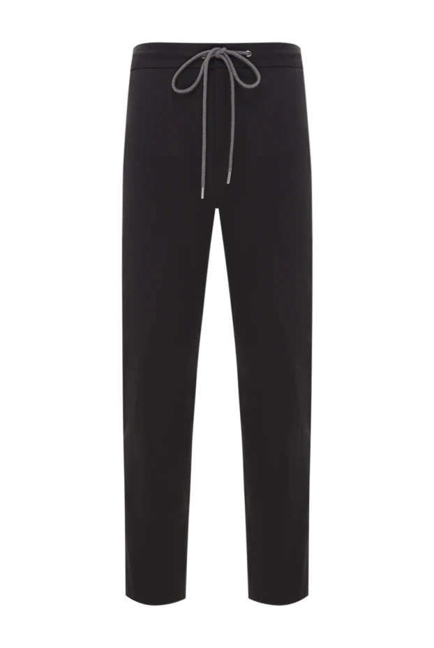 Black men's casual trousers with elastic waistband - photo 1