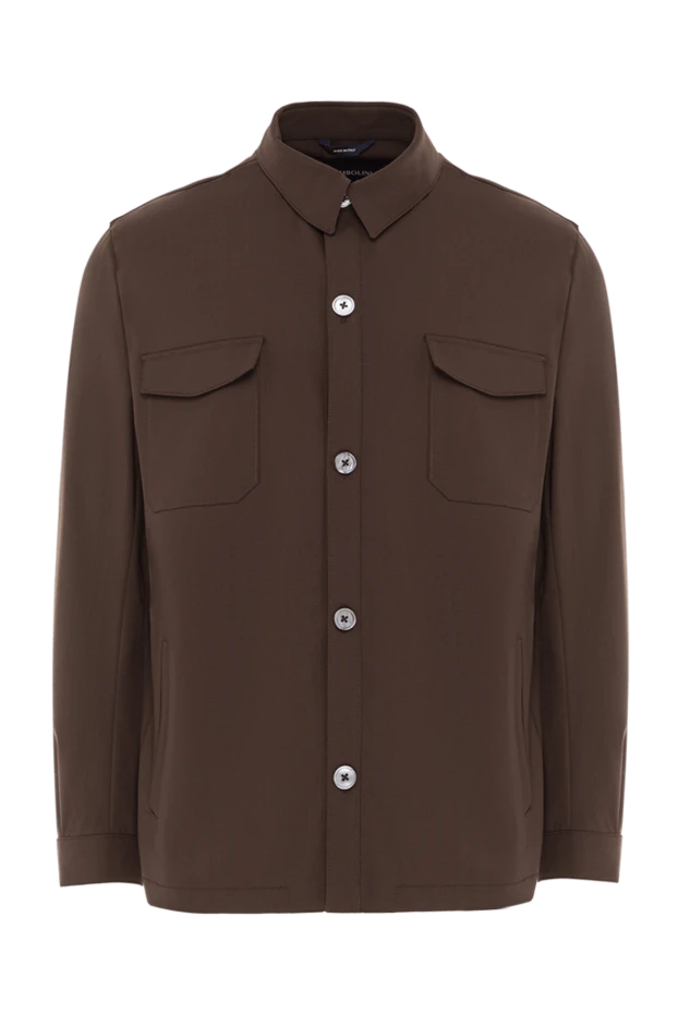 Қоңыр түсті ерлерге арналған жейде, кеуде қалталары бар күртеше - фото 1