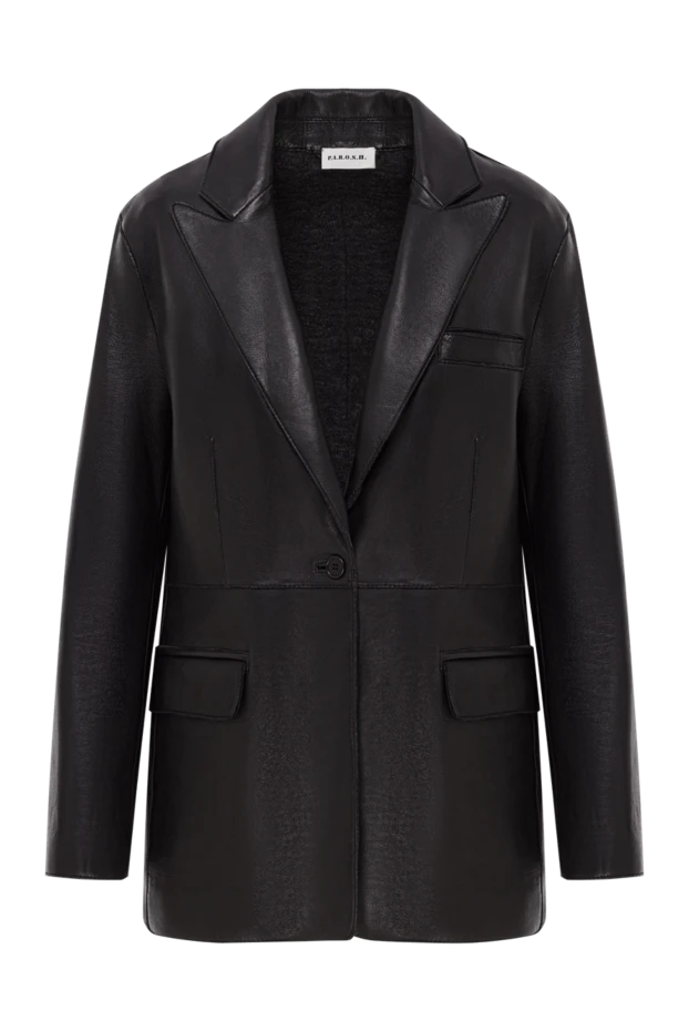 Әйелдерге арналған қара түсті түймелі шынайы былғарыдан жасалған пиджак
- фото 1