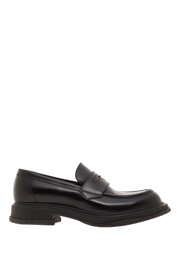 Black leather penny loafers with logo - photo 1