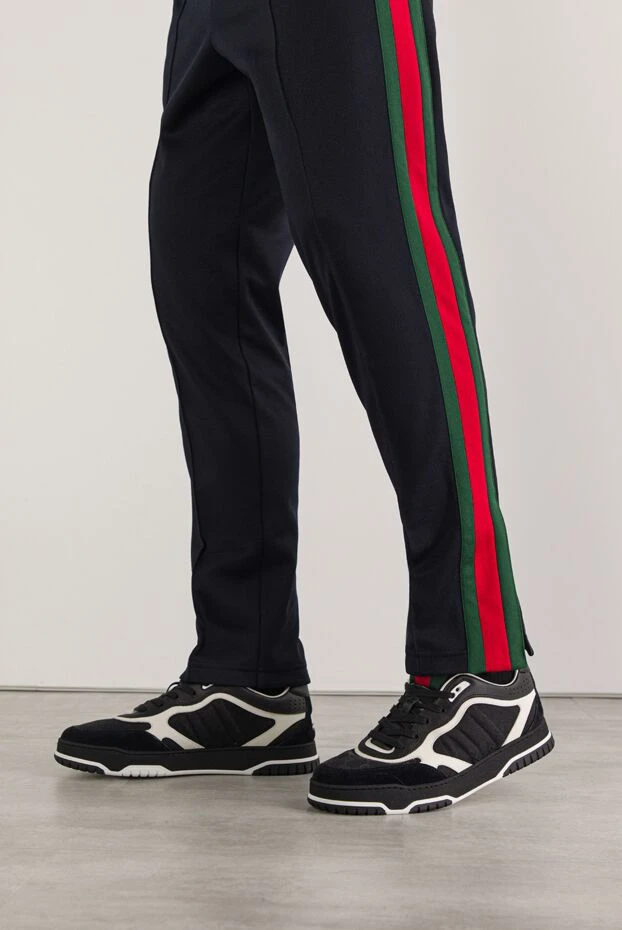 Gucci мужские кроссовки re-web из черного текстиля и кожи 192754 - фото 2