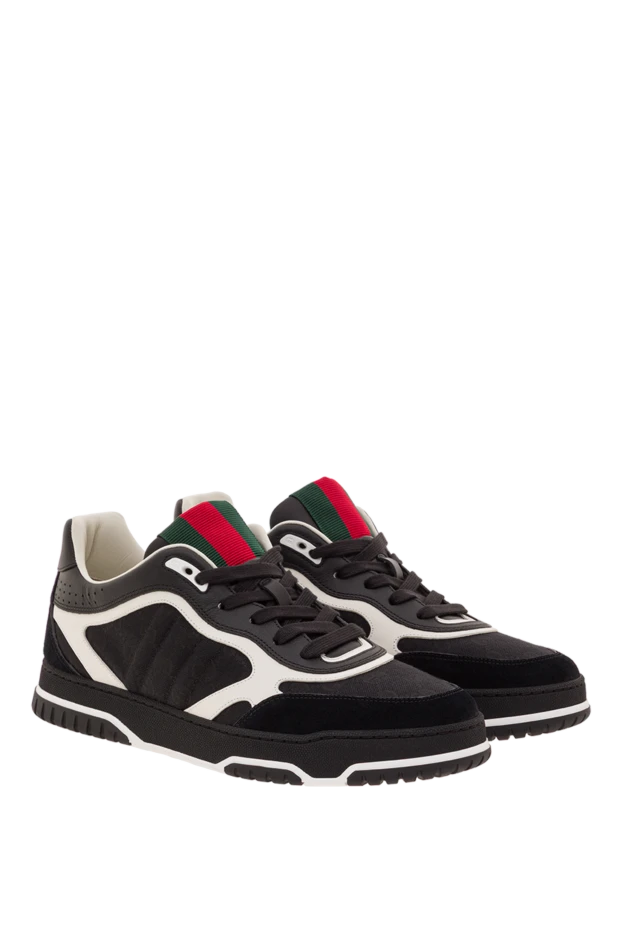 Gucci мужские кроссовки re-web из черного текстиля и кожи 192754 - фото 3