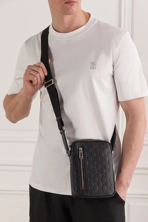 Gucci маленькая черная сумка через плечо с эмблемой gg 192760 - фото 2
