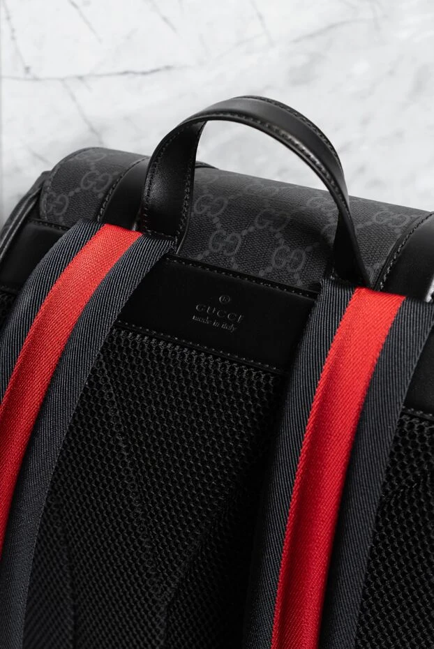 Gucci ерлерге арналған рюкзак, былғары жиектелген және фирмалық gg supreme матасынан жасалған 192767 - фото 3