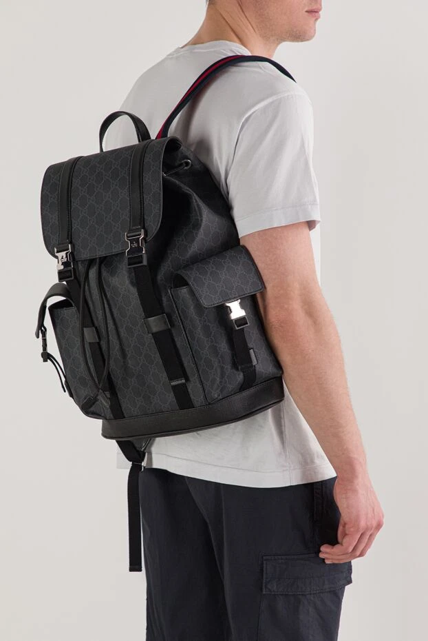 Gucci men's backpack made from signature gg supreme fabric with leather trim 192767 - photo 3