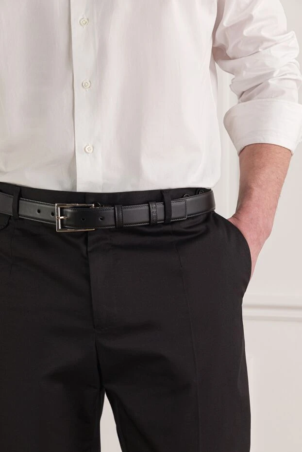 Gucci ерлерге арналған классикалық күміс ілмегі бар қара былғары белбеу 192768 - фото 2