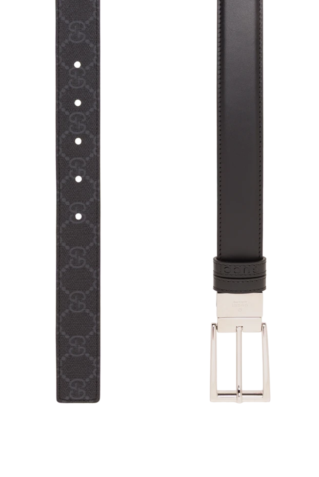 Gucci ерлерге арналған классикалық күміс ілмегі бар қара былғары белбеу 192768 - фото 3