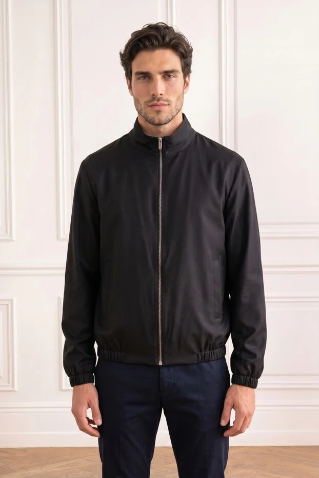 Men's classic black bomber jacket - photo 1