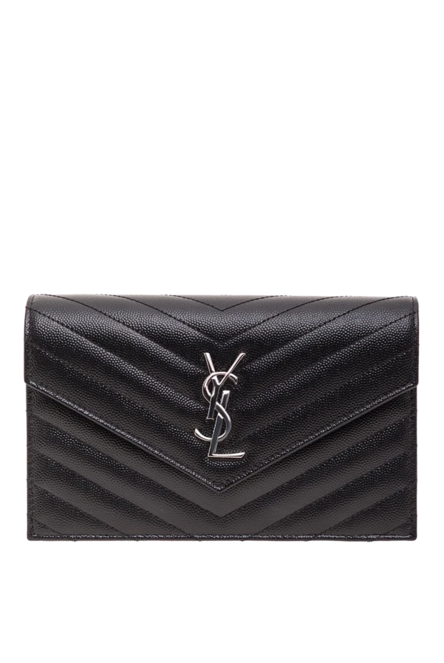 Сумочка на цепочке со стеганой строчкой в виде шевронов из зернистой кожи - фото 1