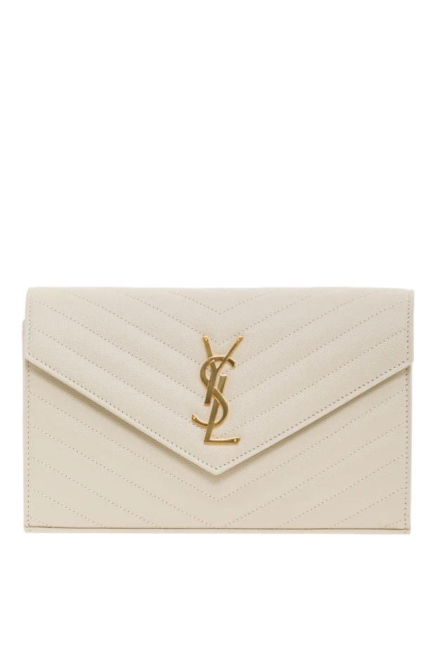 Saint Laurent бежевый түсті, танымал шеврон тігісі бар классикалық шынжырлы сөмке 192781 - фото 1