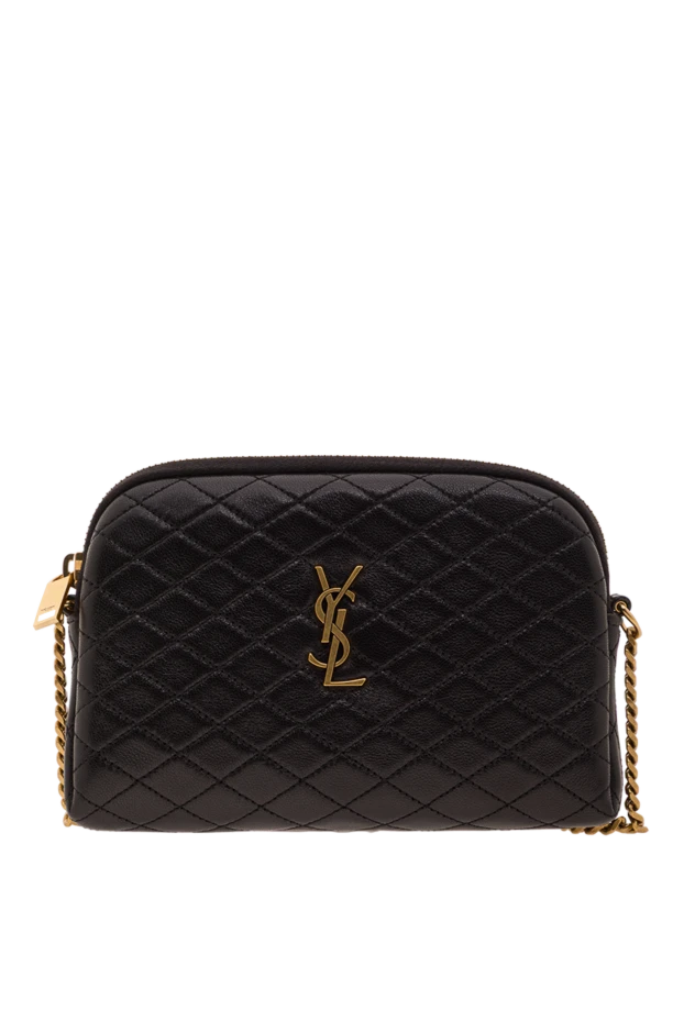 Saint Laurent gaby black тоқылған қой терісінен жасалған сыдырмалы ілінісу сөмкесі 192782 - фото 1