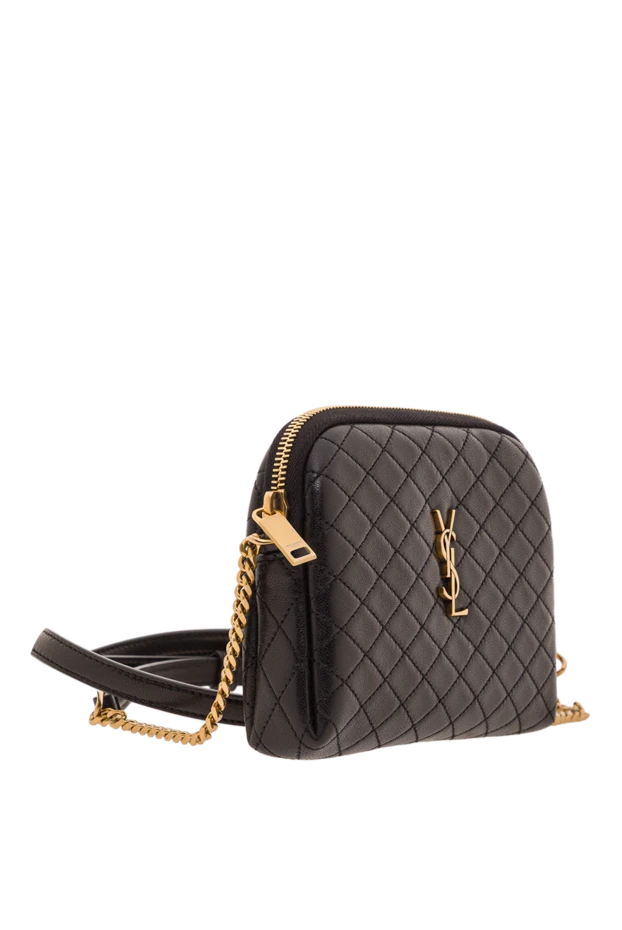 Saint Laurent gaby black тоқылған қой терісінен жасалған сыдырмалы ілінісу сөмкесі 192782 - фото 3