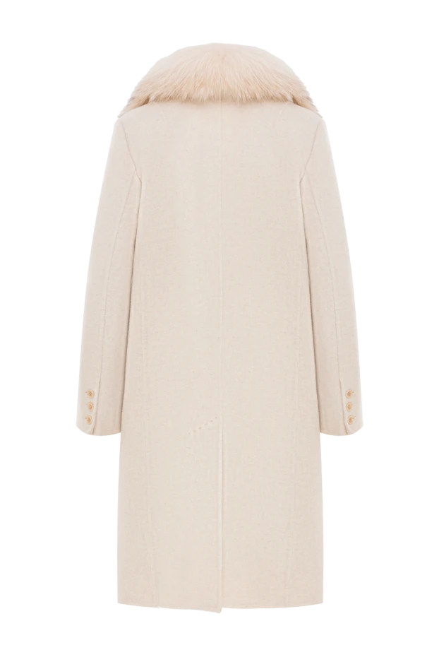 Ermanno Scervino бежевое пальто со съемным воротником из меха 192797 - фото 2