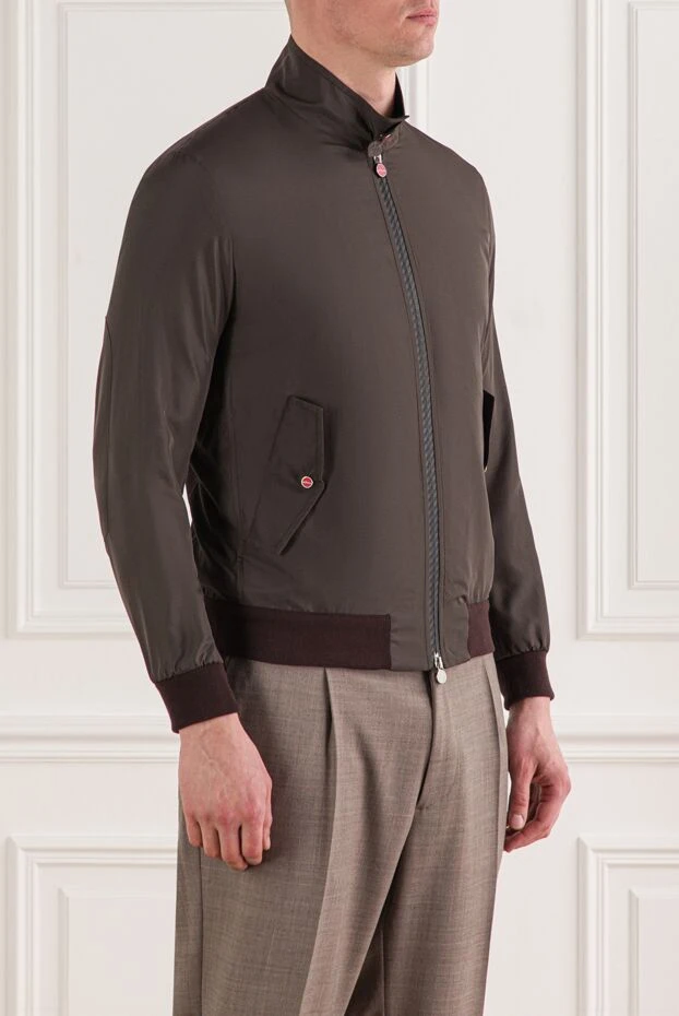 Kiton тік жағасы бар ерлерге арналған қоңыр түсті бомбер күртешесі 192801 - фото 3