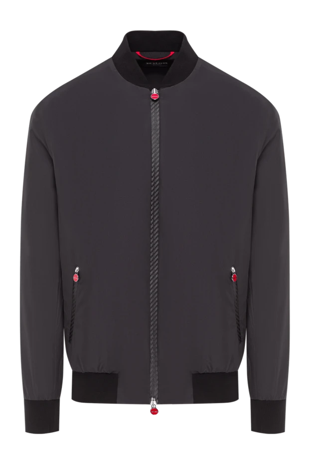 Мужская легкая куртка-бомбер в черном цвете - фото 1
