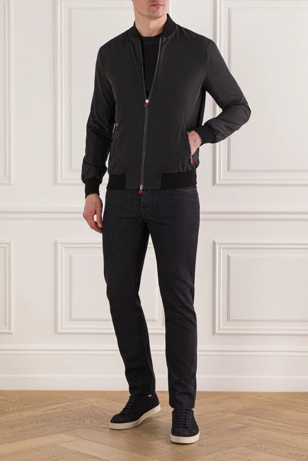 Kiton ерлерге арналған жеңіл қара түсті бомбер күртешесі 192802 - фото 2