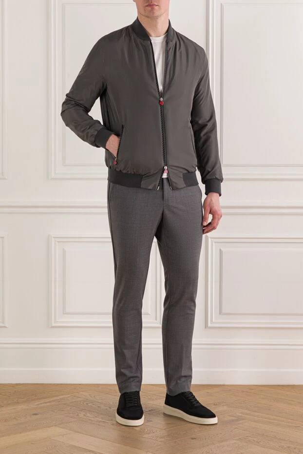 Kiton ерлерге арналған қызыл түсті свитермен бірге сұр түсті бомбер күртеше 192803 - фото 2