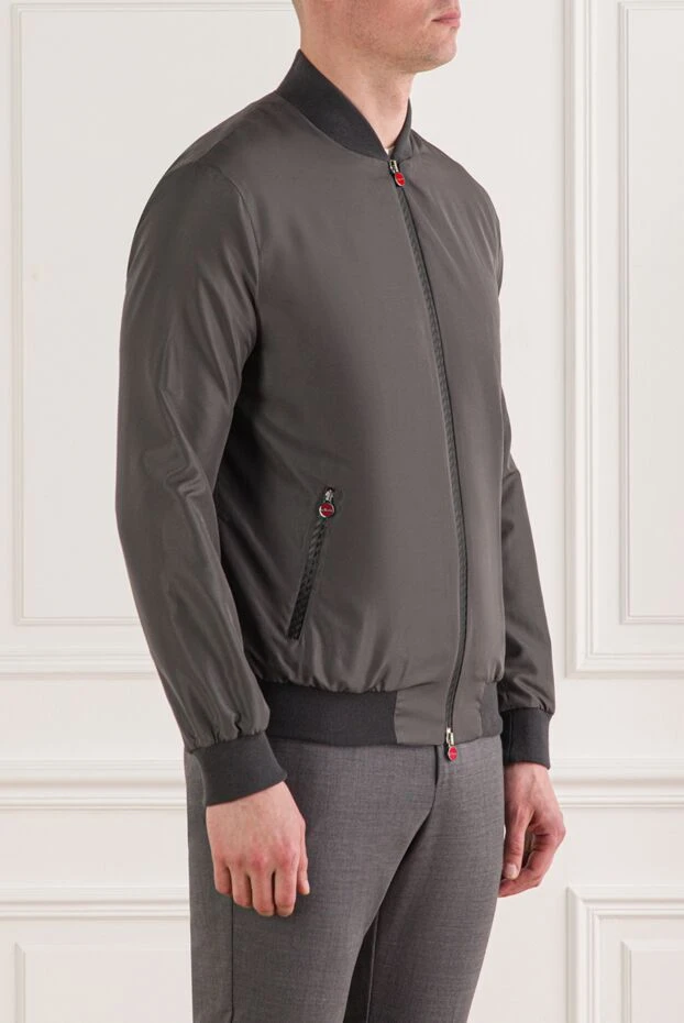 Kiton ерлерге арналған қызыл түсті свитермен бірге сұр түсті бомбер күртеше 192803 - фото 3