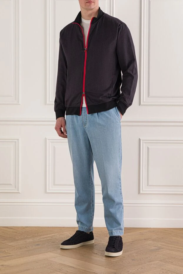 Kiton қызыл сыдырмасы бар қою сұр түсті ерлерге арналған бомбер күртеше 192807 - фото 2