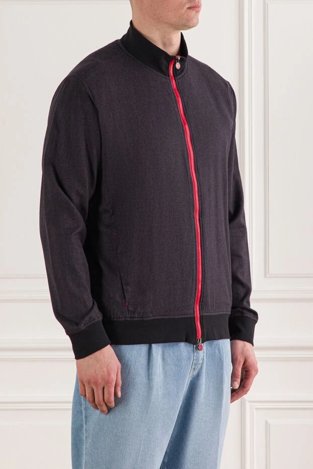 Kiton қызыл сыдырмасы бар қою сұр түсті ерлерге арналған бомбер күртеше 192807 - фото 3