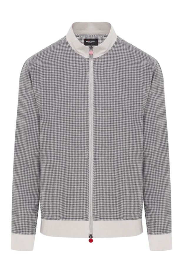 Кішкентай тоқылған өрнегі бар сұр және ақ мақтадан жасалған бомбер күртеше - фото 1