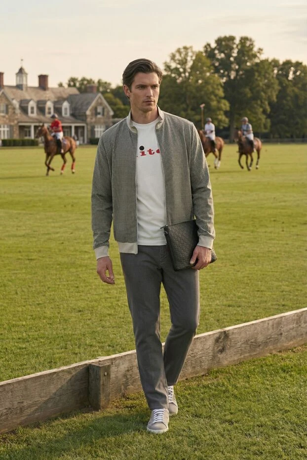 Kiton кішкентай тоқылған өрнегі бар сұр және ақ мақтадан жасалған бомбер күртеше 192811 - фото 2