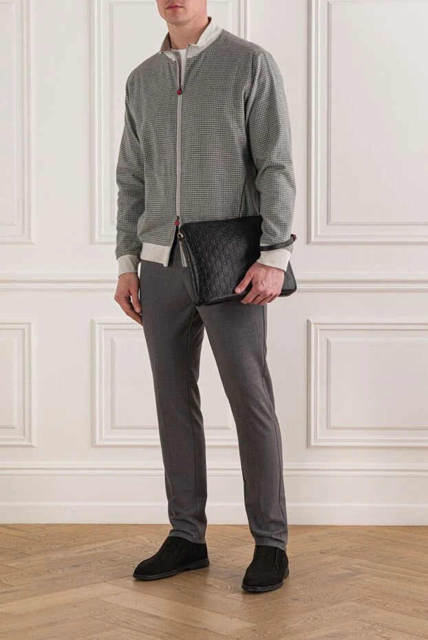 Kiton кішкентай тоқылған өрнегі бар сұр және ақ мақтадан жасалған бомбер күртеше 192811 - фото 3