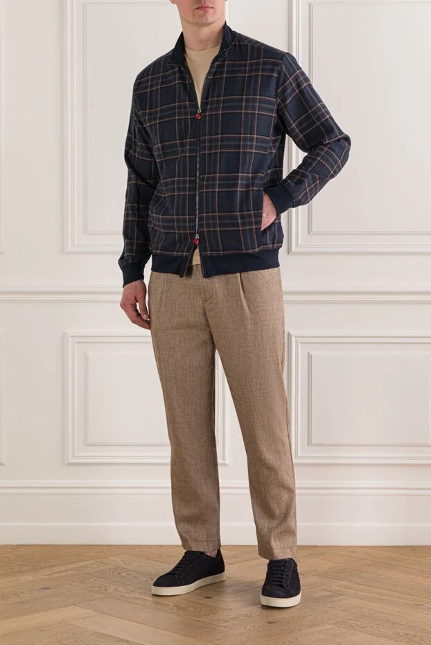 Kiton ерлерге арналған қою көк түсті тоқылған мақта-матадан жасалған бомбер күртеше 192812 - фото 2