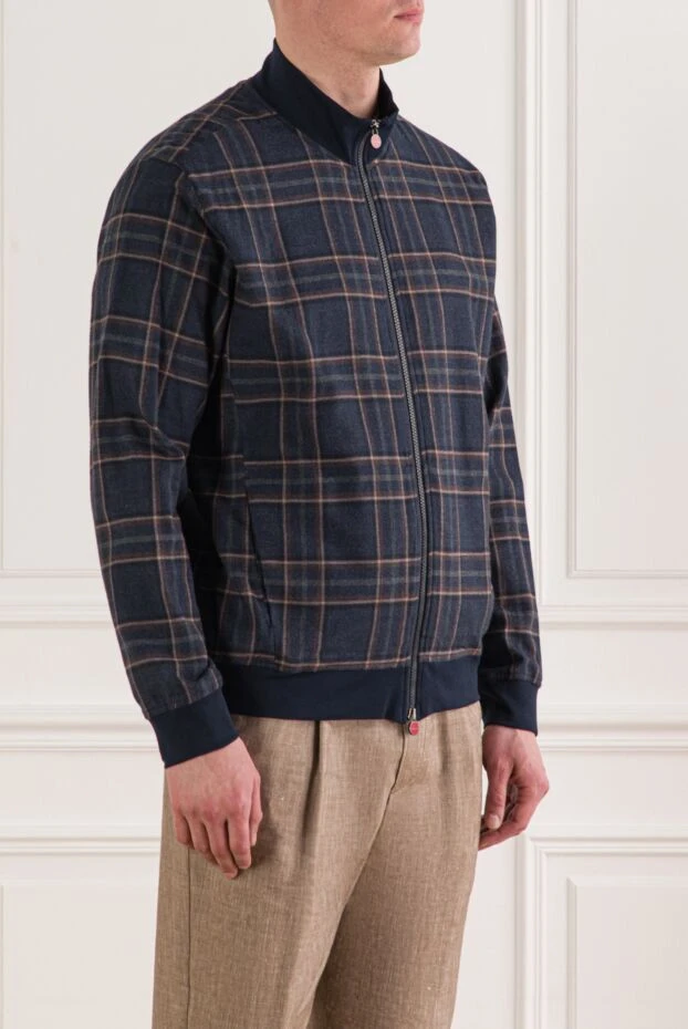 Kiton ерлерге арналған қою көк түсті тоқылған мақта-матадан жасалған бомбер күртеше 192812 - фото 3