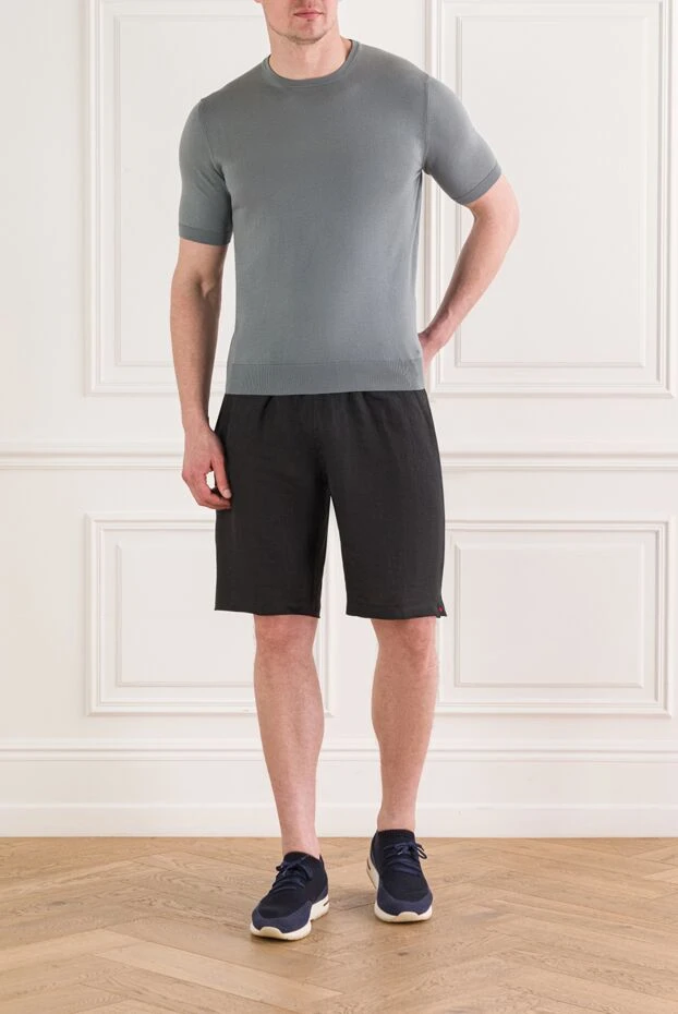 Kiton серпімді баулы белбеуі бар қара зығыр шорт 192816 - фото 2