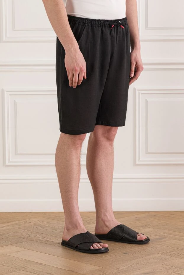 Kiton серпімді баулы белбеуі бар қара зығыр шорт 192817 - фото 3