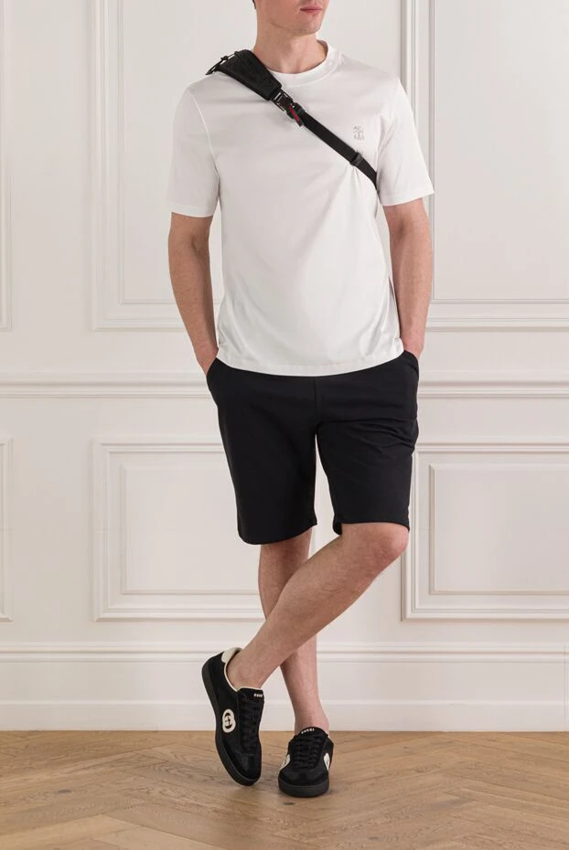 Kiton қара түсті эластанмен мақтадан жасалған джерсиден тігілген ерлерге арналған шорттар 192825 - фото 2