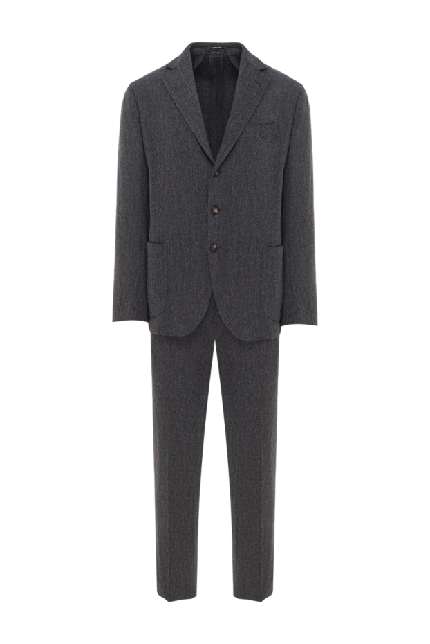 Мужской классический костюм серого цвета в деловом стиле - фото 1