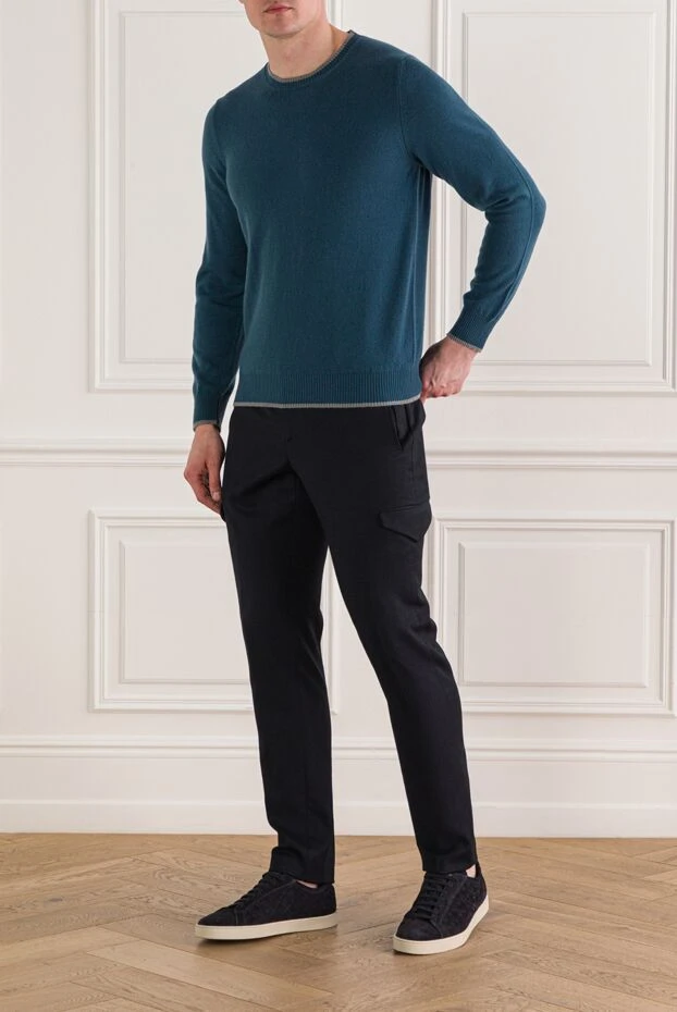 Berwich ерлерге арналған қою көк түсті, серпімді белбеуі бар жүк шалбары 192838 - фото 2