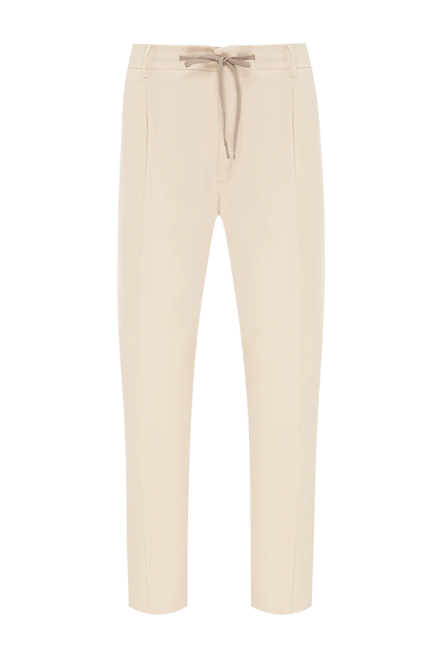Berwich cream relaxed fit trousers with drawstring waistband and creases 192840 - photo 1