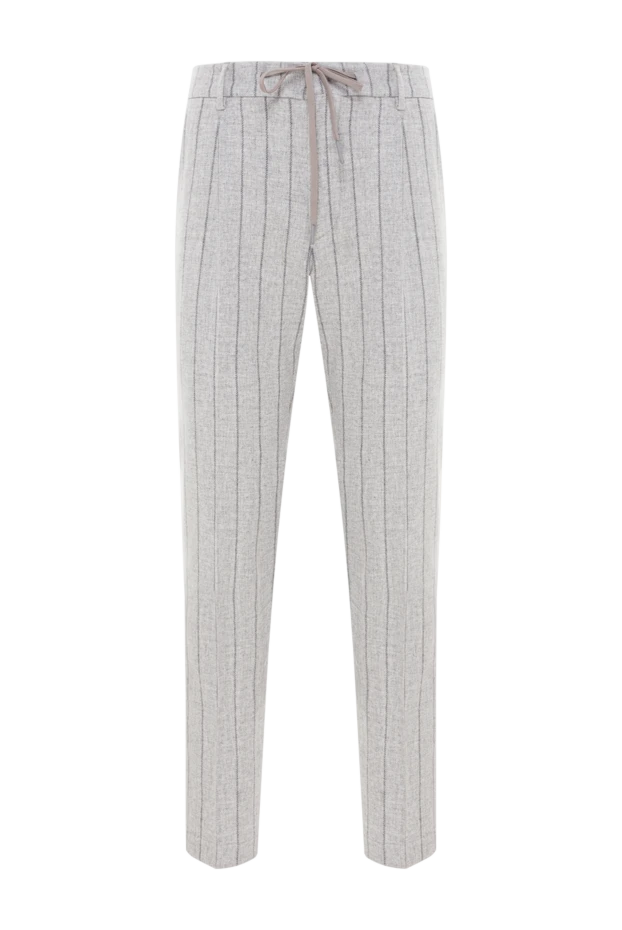 Berwich men's gray wool trousers with a striped pattern 192843 - photo 1
