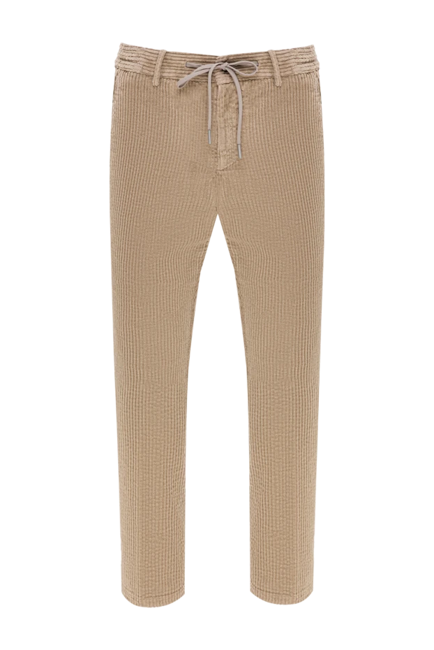 Ерлерге арналған бежевый түсті кордюр шалбар, серпімді баулы белбеуі бар - фото 1