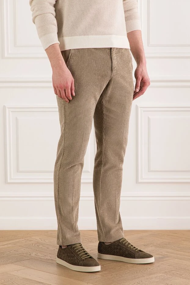 Berwich ерлерге арналған бежевый түсті кордюр шалбар, серпімді баулы белбеуі бар 192846 - фото 3